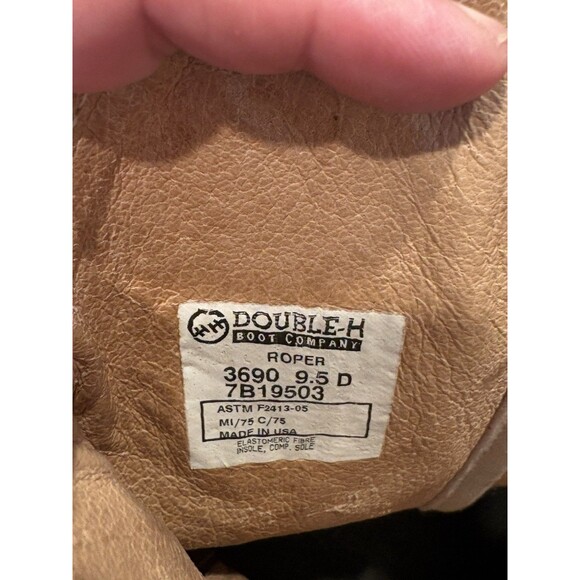 Double H 3690 Roper Work Boots Men’s 9.5D Steel Toe Brown USA Made Oil Resistant main image 8